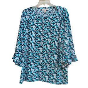 Michael Kors floral ruffled sleeves knit top sz 2X